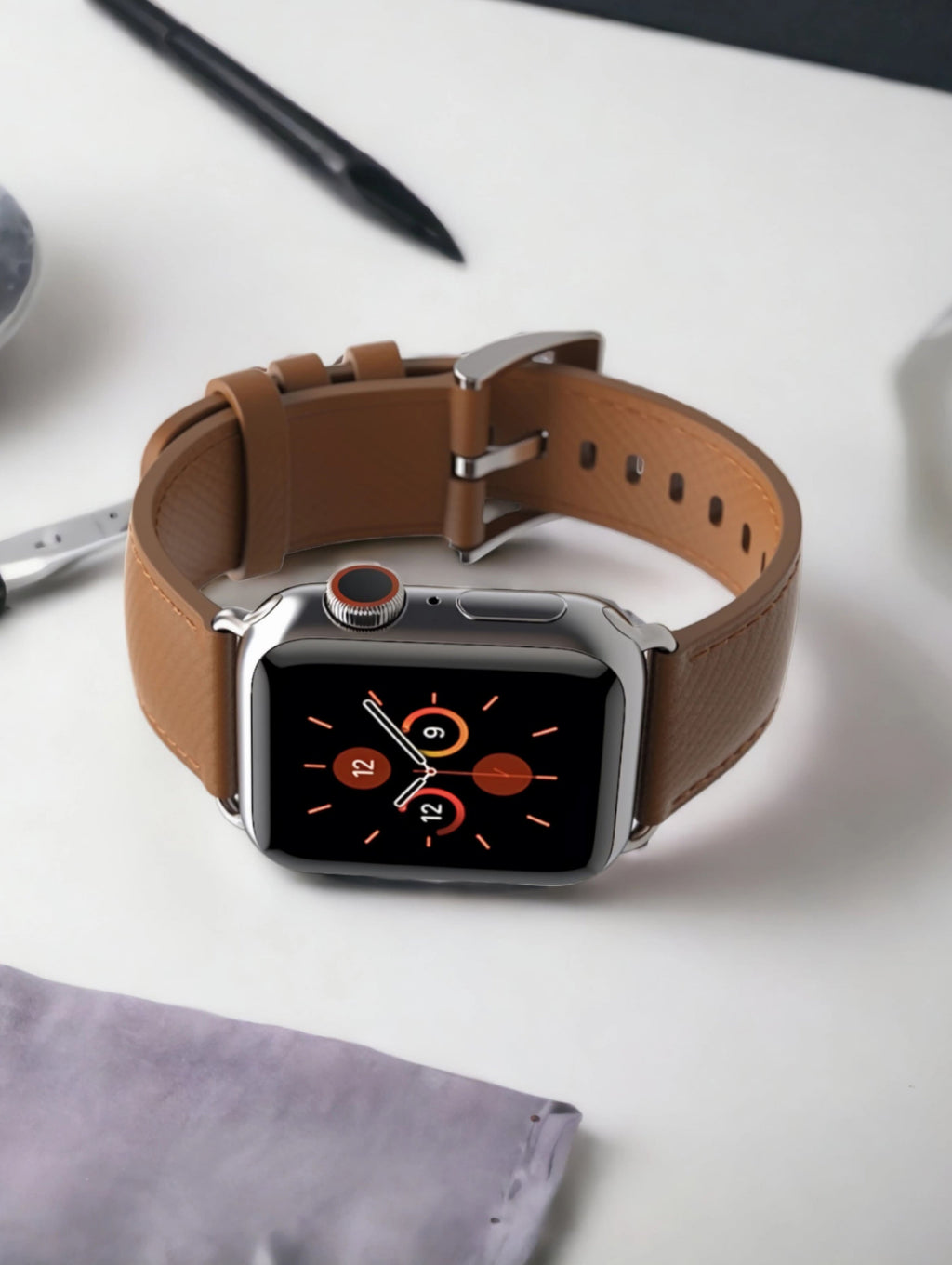 Premium Leather Smart Watch Band – Classic Leather Strap for Elegant Everyday Style